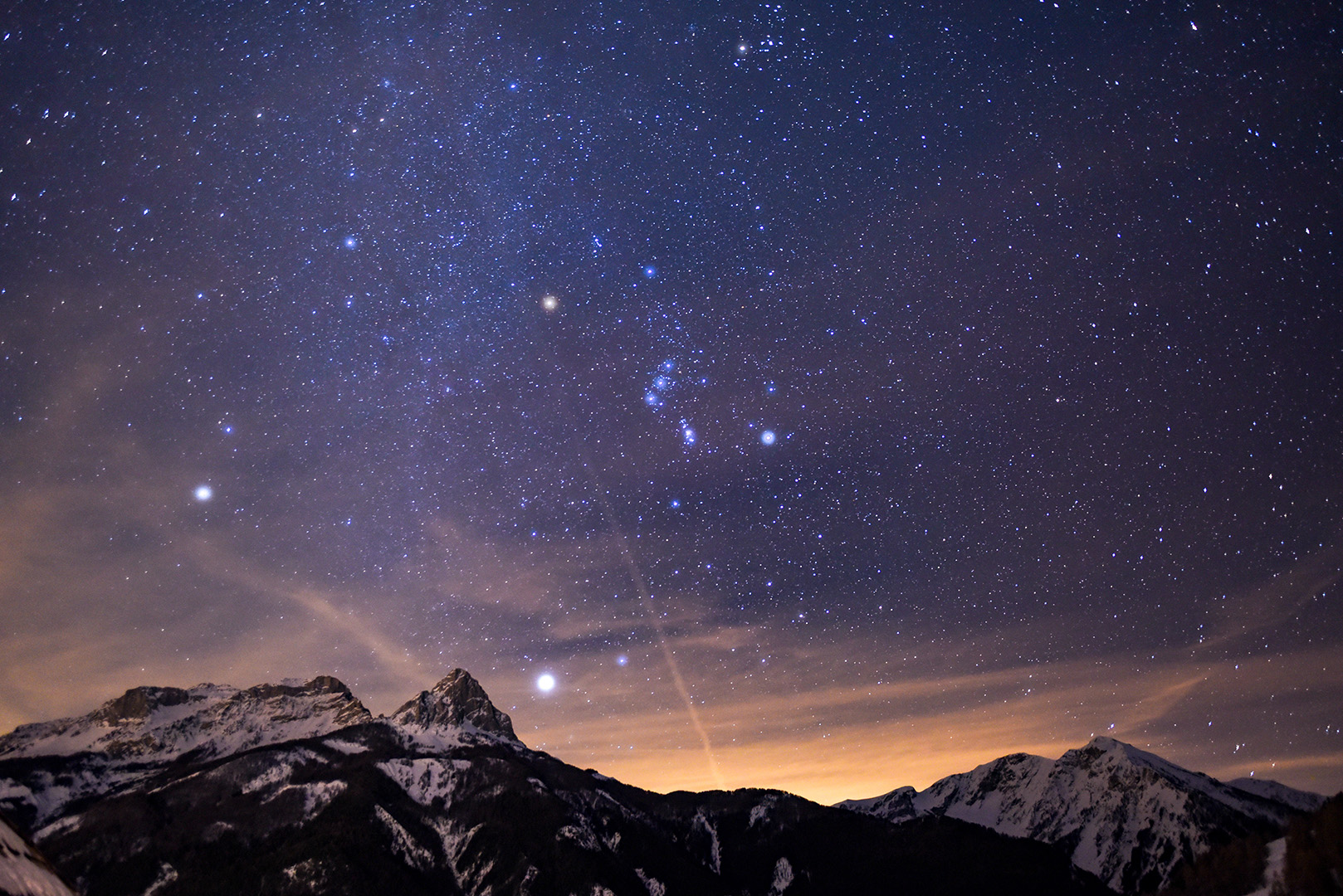Stars shining over mountains